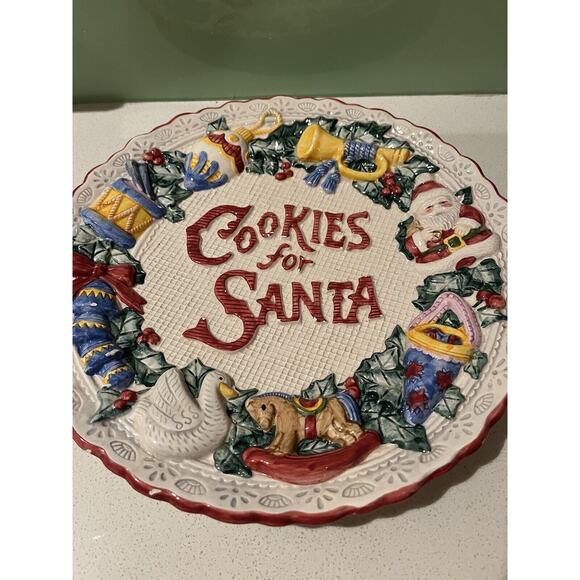 Ceramic Fitz & Floyd Omnibus Victorian Ornaments "Cookies for Santa" Plate - Picture 2 of 8